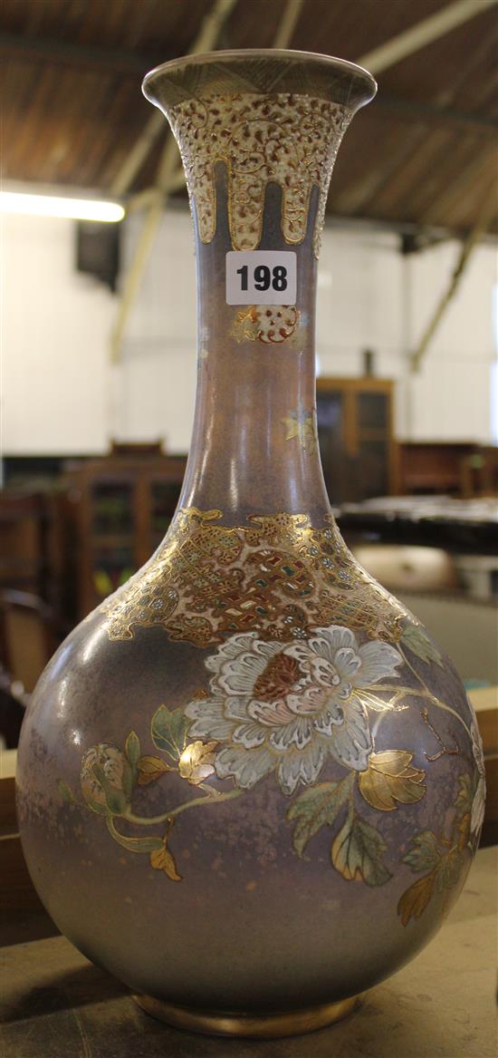 Japanese Satsuma pottery bottle vase
